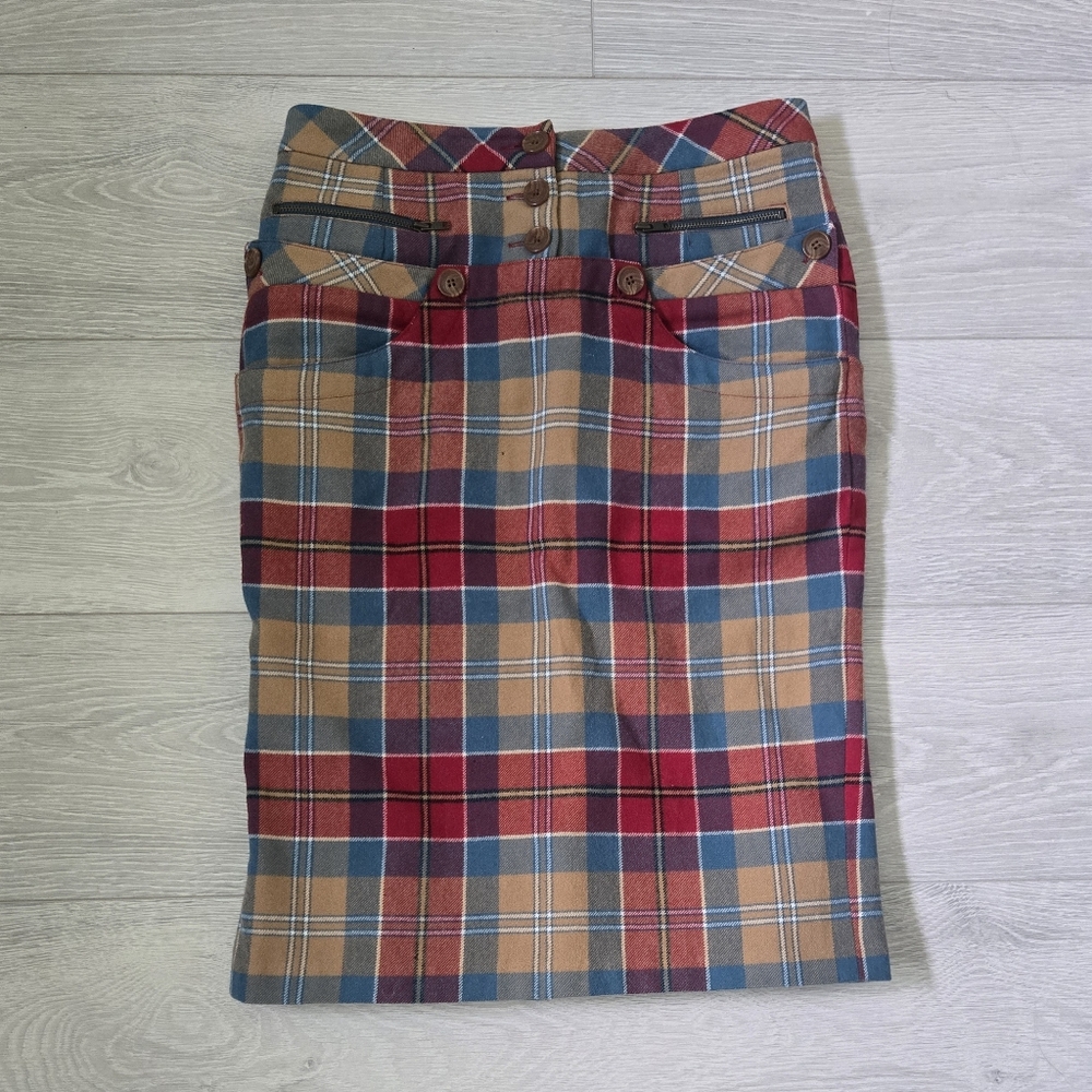 L.A.M.B By Gwen Stefani Plaid Midi Skirt